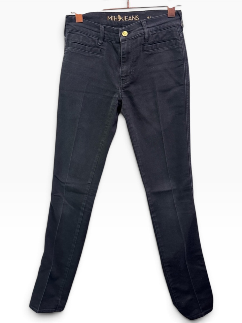 MiH Jeans The Oslo Black Slim Straight Jeans Size 26 32” Inseam